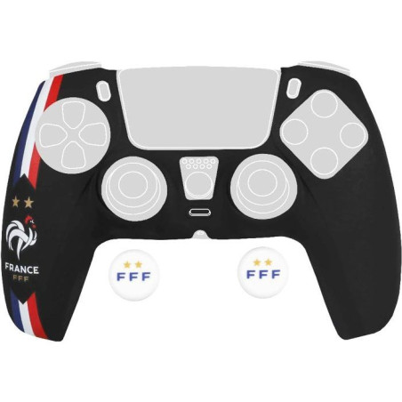 Coque de protection pour manette DualSense PS5 - Konix - FFF - Silicone - Appuie-pouces - Noir