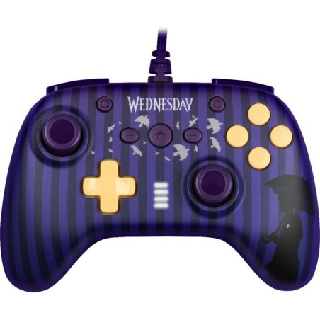Manette de jeu - Nintendo Switch/Switch 2 et PC - Mercredi - Filaire - Violet et noir - Poignées anti-dérapantes