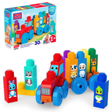 Jeu de construction - MEGA BLOKS - JKG33 - Le Tracteur des Animaux - 30 pieces - 8 animaux a mixer