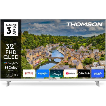 Thomson 32FQG3S15CW - TV QLED 32 (80 cm) - Full HD 1920x1080 - Adaptateur 12V - Google TV - 3xHDMI 1.4 - WiFi