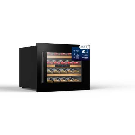 Cave à Vin Encastrable 24 Bouteilles (57L) - Etagères En Bois - Noir