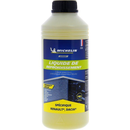 Liquide de refroidissement - MICHELIN - Jaune - Adapté aux normes RENAULT DACIA - 1L