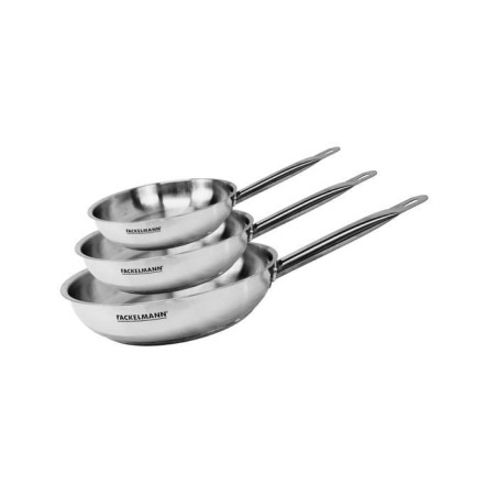 Set de 3 poeles a induction - 20 24 et 28 cm - FACKELMANN Eterna - Acier inoxydable