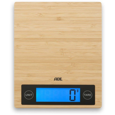 Balance de cuisine digitale - ADE - RAMONA - Bambou - 23 x 18 x 2 cm - Inclus 2 piles Cr2032