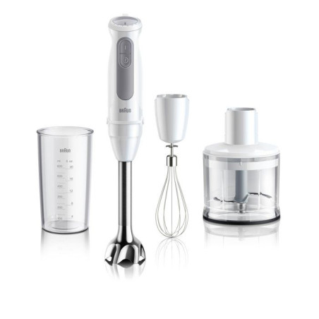 Mixeur plongeant - BRAUN - MultiQuick 5 - 1000 W - 21 vitesses - Gobelet 600 ml - Mini hachoir - Fouet - Blanc