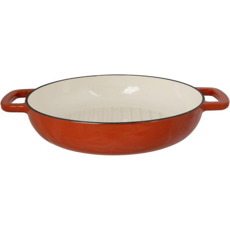 Poele a grill - COSY & TRENDY - FONTESTIC - Fonte émaillée - Ø28 cm - Tous feux dont induction - Rouille