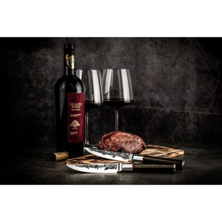 Set de 4 couteaux a steak - FORGED - SEBRA - Acier japonais 440C - Manche en bois Dalbergia