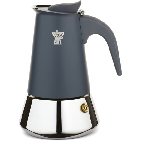 Cafetiere italienne - PEZZETTI - STEELEXPRESS - Acier inoxydable - 4 tasses - Tous feux dont induction - ArgBleuent