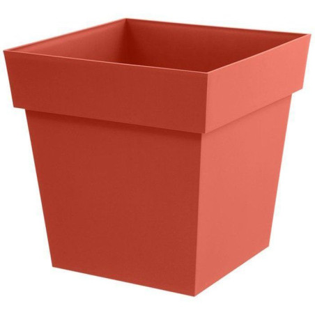Pot de fleurs Carré - EDA - Toscane - 32 cm - 22 L - Intérieur / Extérieur - 32 x 32 x H.32 cm - Orange Terre Battue