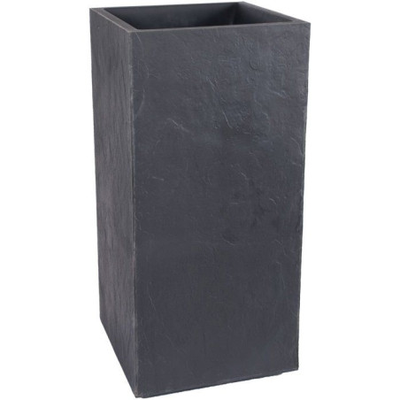 Bac a fleurs Carré Haut 40 cm - EDA - Volcania - 31 L - Intérieur/Extérieur - 39,5 x 39,5 x H. 80 cm - Gris Anthracite