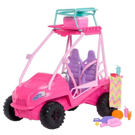 Coffret Buggy Détective - MATTEL - Barbie - 4 poupées - Accessoires plage - Rose vif