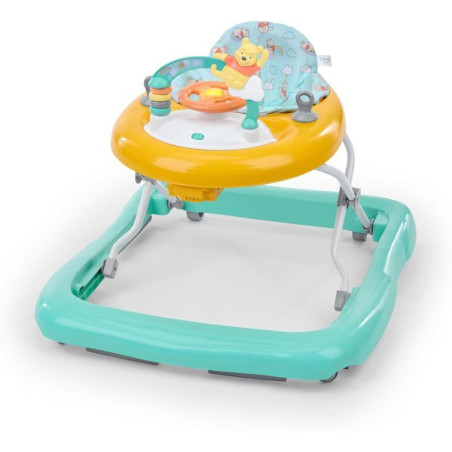 DISNEY BABY -WINNIE- Trotteur bébé évolutif et pliable 2-en-1, Jouet d'éveil amovible intégré, Musique, Lumieres, Hauteur