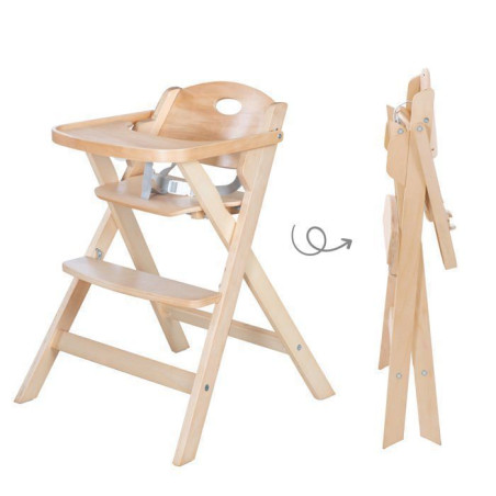 Chaise haute pliable - ROBA - FOLD UP SMART - Plateau repas + harnais de sécurité - Bois naturel