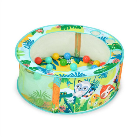 BRIGHT STARTS- Piscine a Balles Rainforest pliable avec sac de transport inclus, 20 balles
