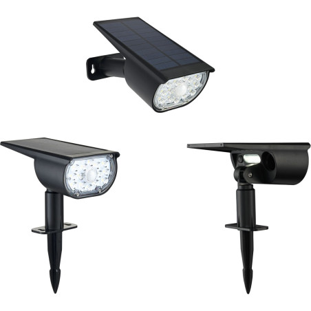 Spot solaire a planter - GALIX - G2603 - 300 Lumens Double éclairage (option Applique) - Détecteur de présence