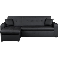 Canapé d'angle réversible convertible 3 places - Simili noir - Contemporain - L 235 x
