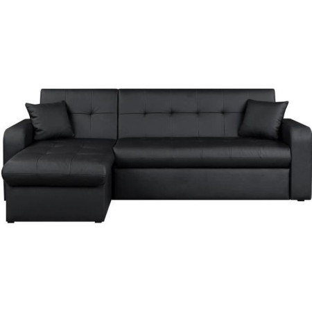Canapé d'angle réversible convertible 3 places - Simili noir - Contemporain - L 235 x