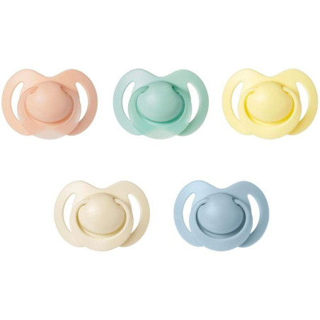 Lot de 5 sucettes orthodontiques - NUBY - Silicone - 6-18 mois - Multicolore