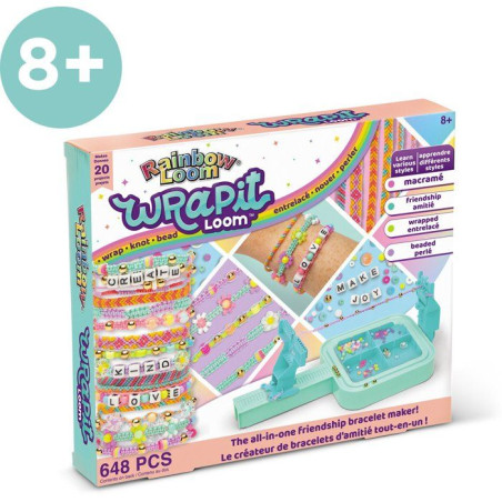 Kit de création de bracelets d'amitié - BANDAI - Rainbow Loom - Wrapit - 648 pieces - 20 projets DIY