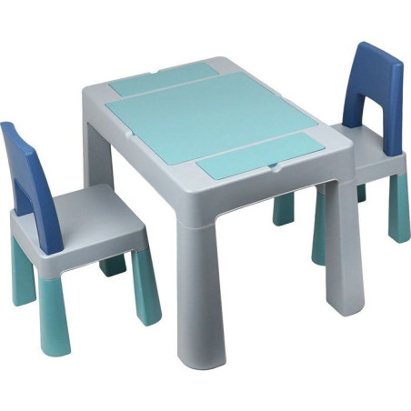 Table d'activités multifonction - THERMOBABY - MULTIPLAY - Avec 2 chaises - Gris / Bleu