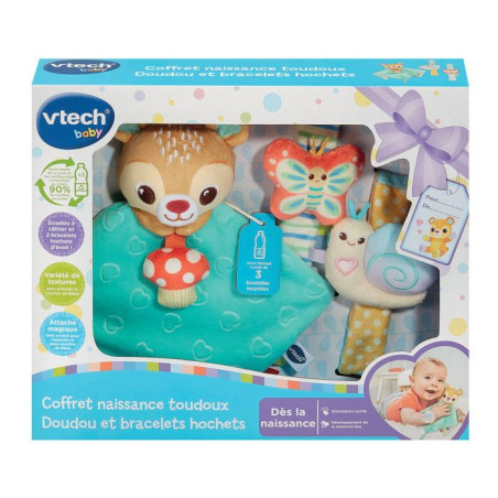 VTECH BABY - COFFRET NAISSANCE TOUDOUX - DOUDOU ET BRACELETS HOCHETS (BOUTEILLES PLASTIQUE RECYCLÉES) - Multicolore