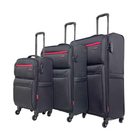 Lot de 3 valises souples à roulettes extensibles SEATTLE V-travel - 20” / 26” / 30”