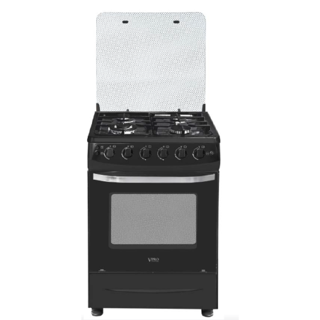 Cuisinière à Gaz 04 Feux - Four 80L - Grill/rôtissoire/éclairage - Noir