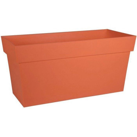 Jardiniere Muret a réserve d'eau avec roulettes - EDA - Toscane - 74 L - 79 x 35 x H.39 cm - Orange Terre Battue