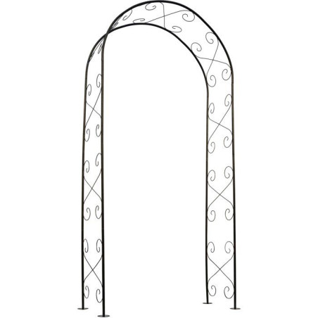 Pergola arche - NATURE - Métal - 112,5 x 39,5 x 231 cm - Noir - Décor volutes