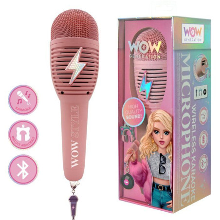 Microphone karaoké bluetooth et enregistreur vocal WOW GENERATION -Contient charms et stickers pour customiser - cable inclus