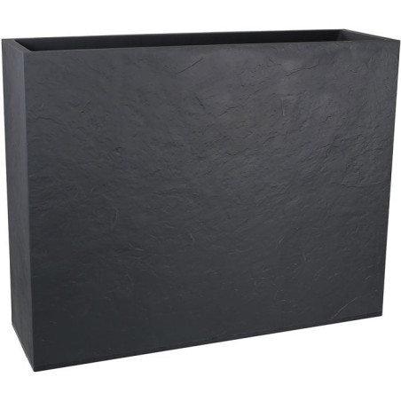 Jardiniere Muret Loft L - EDA - Volcania - 46 L - Intérieur/Extérieur - Décor Pierre - 78,5 x 29,5 x H. 60 cm - Gris Anthracite