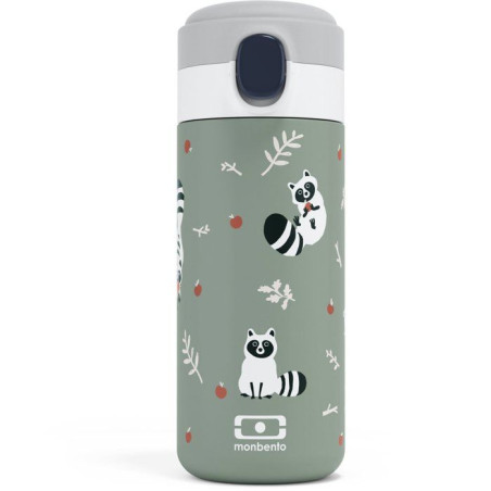 Gourde isotherme a bec verseur - MONBENTO - Enfants - Bouchon ouverture rapide - Pop Raccoon