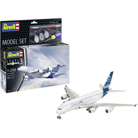 Maquette d'avion - REVELL - Model Set - Airbus A380 - Avec colle, peintures et accessoires