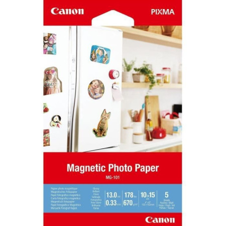 Papier d'impression Canon Papier photo magnétique MG-101 A6 - 5 Feuilles - 670g/m²