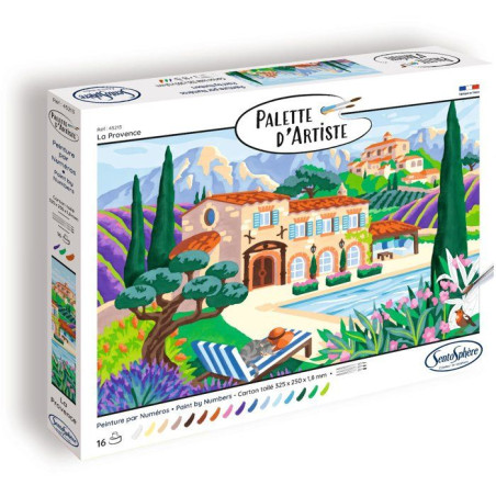 Peinture acrylique - SENTOSPHERE - Palette D'artiste - La Provence - Peinture a numéro pour adulte - Tableau en carte toilée