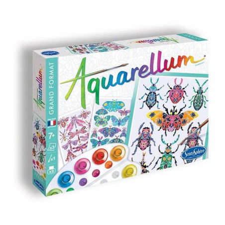 Peinture aquerelle - SENTOSPHERE - Aquarellum - Insectarium - 9 couleurs - 3 tableaux - Sertissage sur papier - Des 7 ans