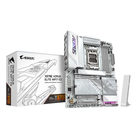 Carte mere - GIGABYTE - X870E A ELITE WF7 ICE - Format ATX - Chipset AMD X870E - DDR5 & PCIe 5.0 - WiFi 7