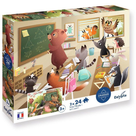2 Puzzles - SENTOSPHERE - 24 pieces - Vive l'Ecole - Observation - Mémoire - Logique - Des 3 ans