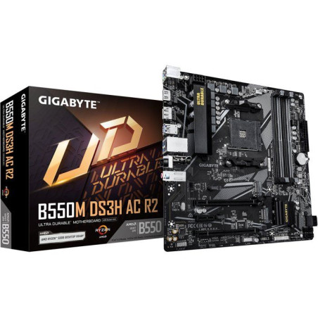 Carte mere - GIGABYTE - B550M DS3H AC R2 - Format Micro-ATX - Chipset AMD B550 - DDR4 & PCIe 4.0 - WiFi AC