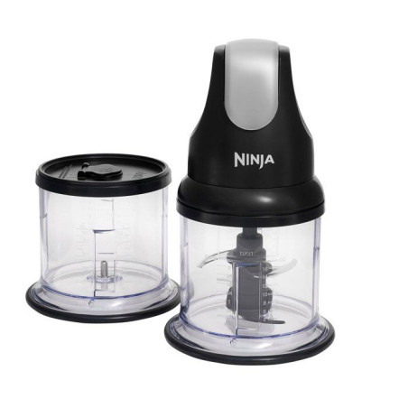 Hachoir électrique - NINJA - Express Chop - NJ1002EUBK - Mini hachoir et mixeur compact - 200 W - 2 bols de 500 ml