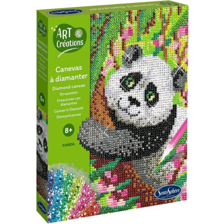 Création a base de mini strass - SENTOSPHERE - Art & Créations - Canevas a Diamanter - Panda - Des 8 ans