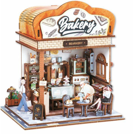 Book Nook - Kit DIY a construire Maquette 3D Serre Livre - Mini boulangerie Nookland - 14 x 16 x 26,5 cm