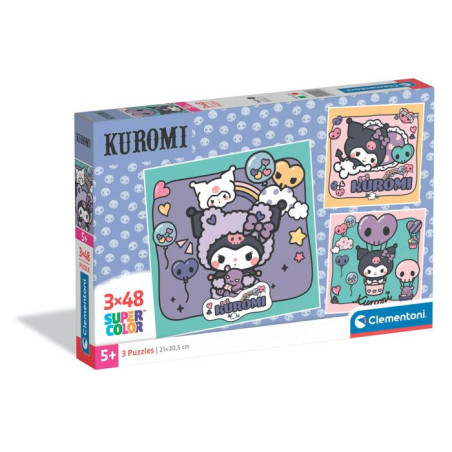 Puzzle 3 x 48 pieces - Clementoni - Kuromi - Des 5 ans - Puzzle Enfant - Pieces Super Color