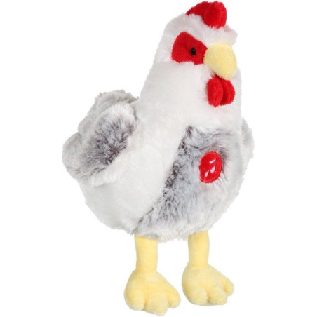 Peluche Poule - GIPSY TOYS - Sonore - 22 cm - Blanc / Gris