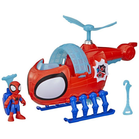 Hélico de l'équipe Spidey, figurine de 7,5&nbsp;cm et véhicule avec projectile, Marvel Spidey et ses Amis Extraordinaires, des 3&nbsp;ans