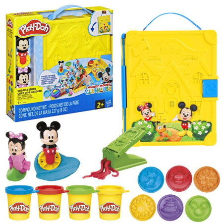 Play-Doh Disney Junior Crée une histoire, coffret de pâte a modeler portatif, loisirs créatifs Mickey & Minnie, des 2&nbsp;ans