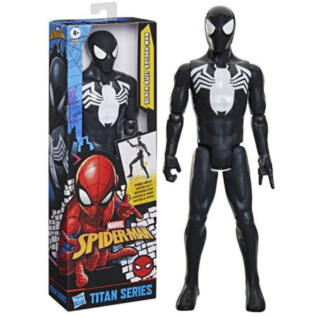Figurine Spider-Man en costume noir 30&nbsp;cm deluxe, Titan Series, jouets de super-héros pour enfants, Marvel Spider-Man, des 4&nbsp;ans