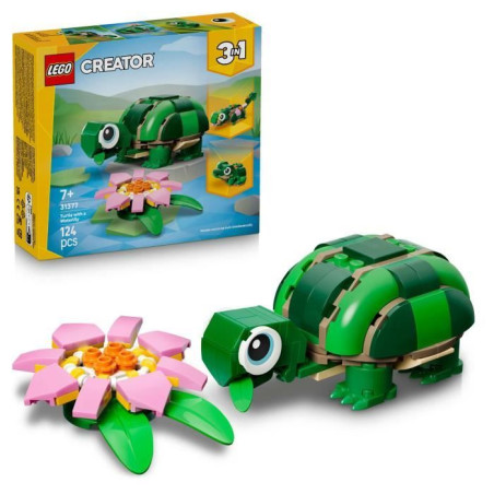 LEGO Creator 3-en-1 31377 La Tortue et la Fleur de Nénuphar - Jouet de Construction 7 ans
