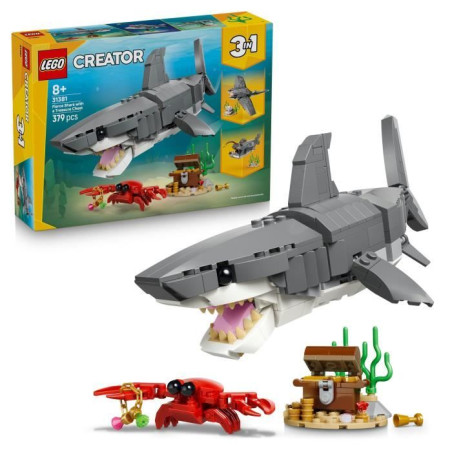 LEGO Creator 3-en-1 31381 Le Redoutable Requin et le Coffre au Trésor - Jouet des 8 ans