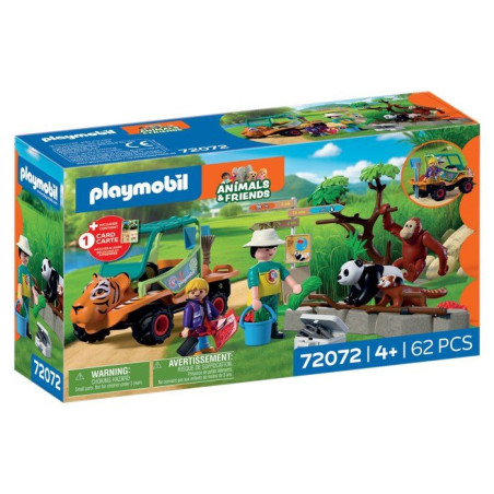PLAYMOBIL 72072 Zoo : Gardien de zoo et véhicule, Animals & Friends, 62 pieces, des 4 ans